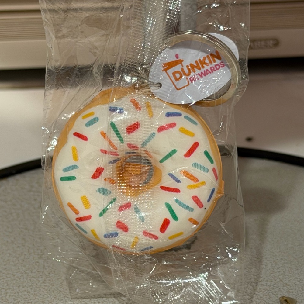 Dunkin’ Donuts White Sprinkled Donut Keychain Dunkin’ Rewards